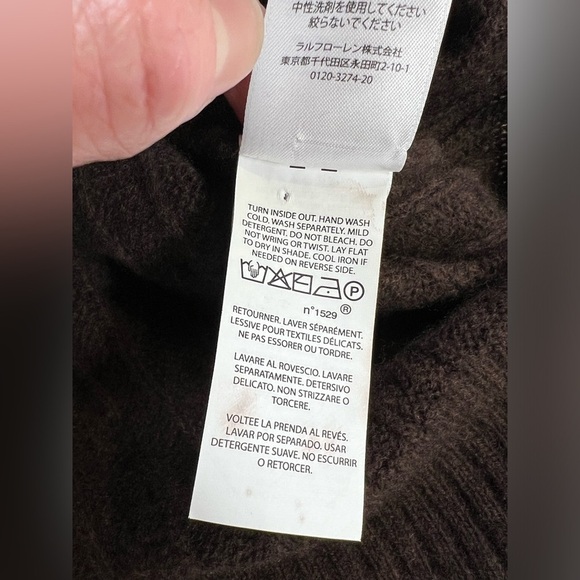 POLO RALPH LAUREN Brown wool/cashmere blend turtleneck long sweater size M - Picture 12 of 15